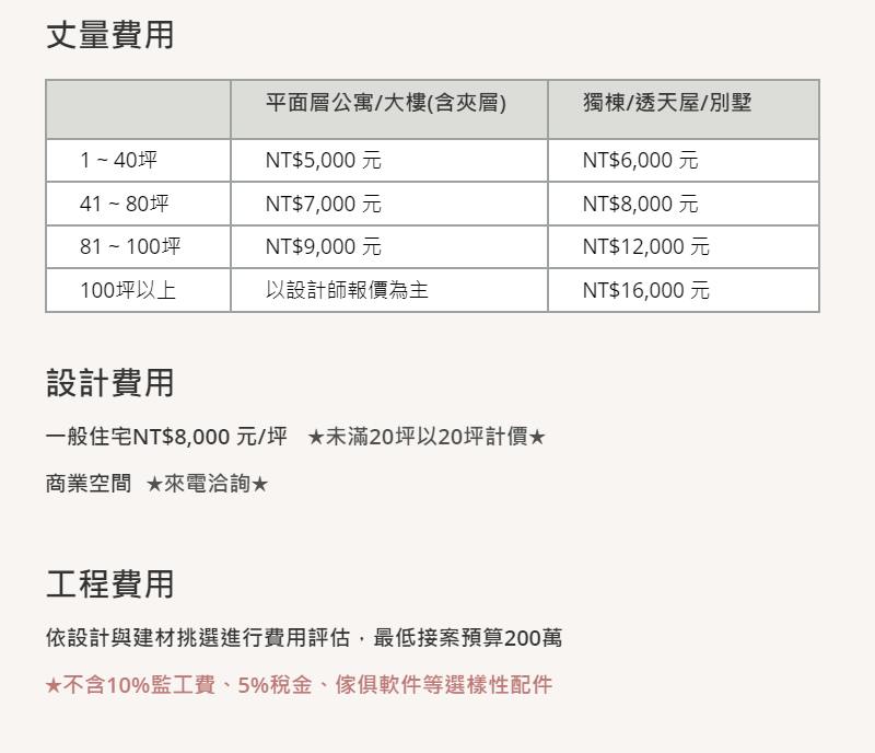 B設計公司-設計費8千元~1萬/坪